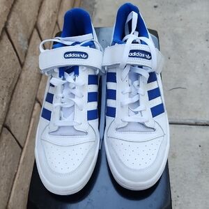 Adidas Kids White and Royal Blue Sneakers